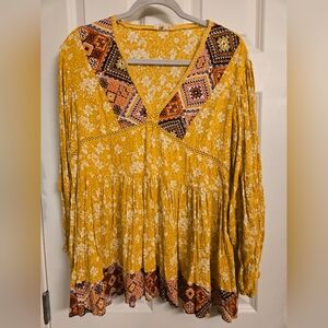 Bohemian Yellow Floral Women's Top